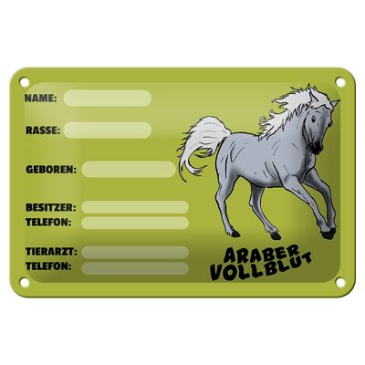 Tin sign horse 18x12cm Arabian thoroughbred name owner decoration