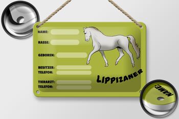 Signe en étain cheval 18x12cm, information Lippizaner, nom du propriétaire, décoration 2