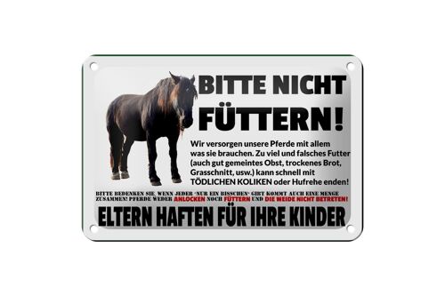 Blechschild Pferd 18x12cm bitte nicht füttern Eltern haften Dekoration