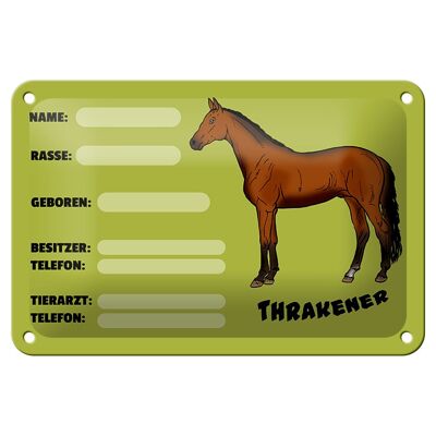 Tin sign horse 18x12cm Thracian name owner breed decoration