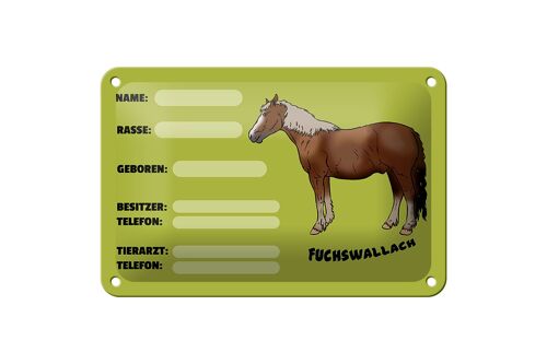 Blechschild Pferd 18x12cm Fuchswallach Name Besitzer Rasse Dekoration