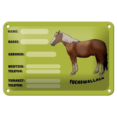 Blechschild Pferd 18x12cm Fuchswallach Name Besitzer Rasse Dekoration