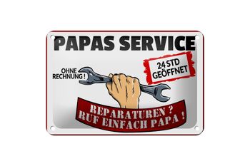 Plaque en tôle disant 18x12cm Papas Service sans décoration de facture 1