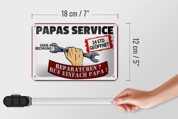 Plaque en tôle disant 18x12cm Papas Service sans décoration de facture 5
