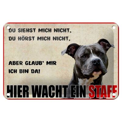 Metal sign notice 18x12cm dog here guards a staff decoration
