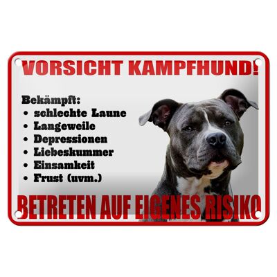 Blechschild Hinweis 18x12cm Hund Vorsicht Kampfhund Risiko Dekoration
