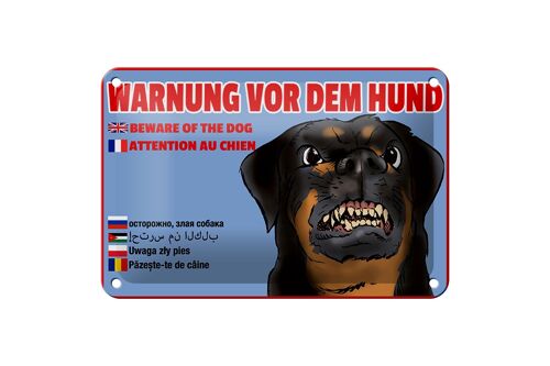 Blechschild Hinweis 18x12cm Warnung vor Hund Multi Sprachen Dekoration