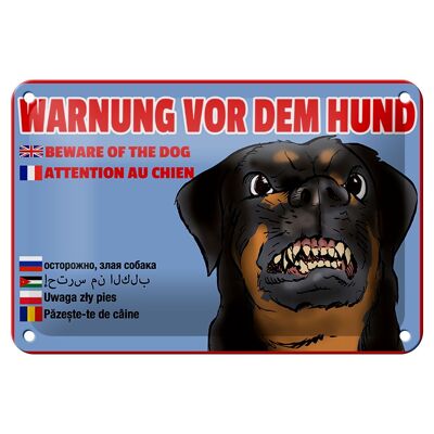 Avviso targa in metallo 18x12 cm Avvertimento del cane Decorazione multilingue
