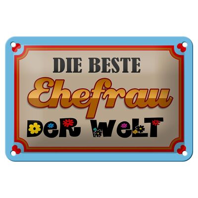 Tin sign saying 18x12cm the best wife in the world decoration