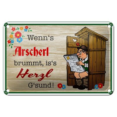 Blechschild Spruch 18x12cm wenn's Arscherl brummt Dekoration