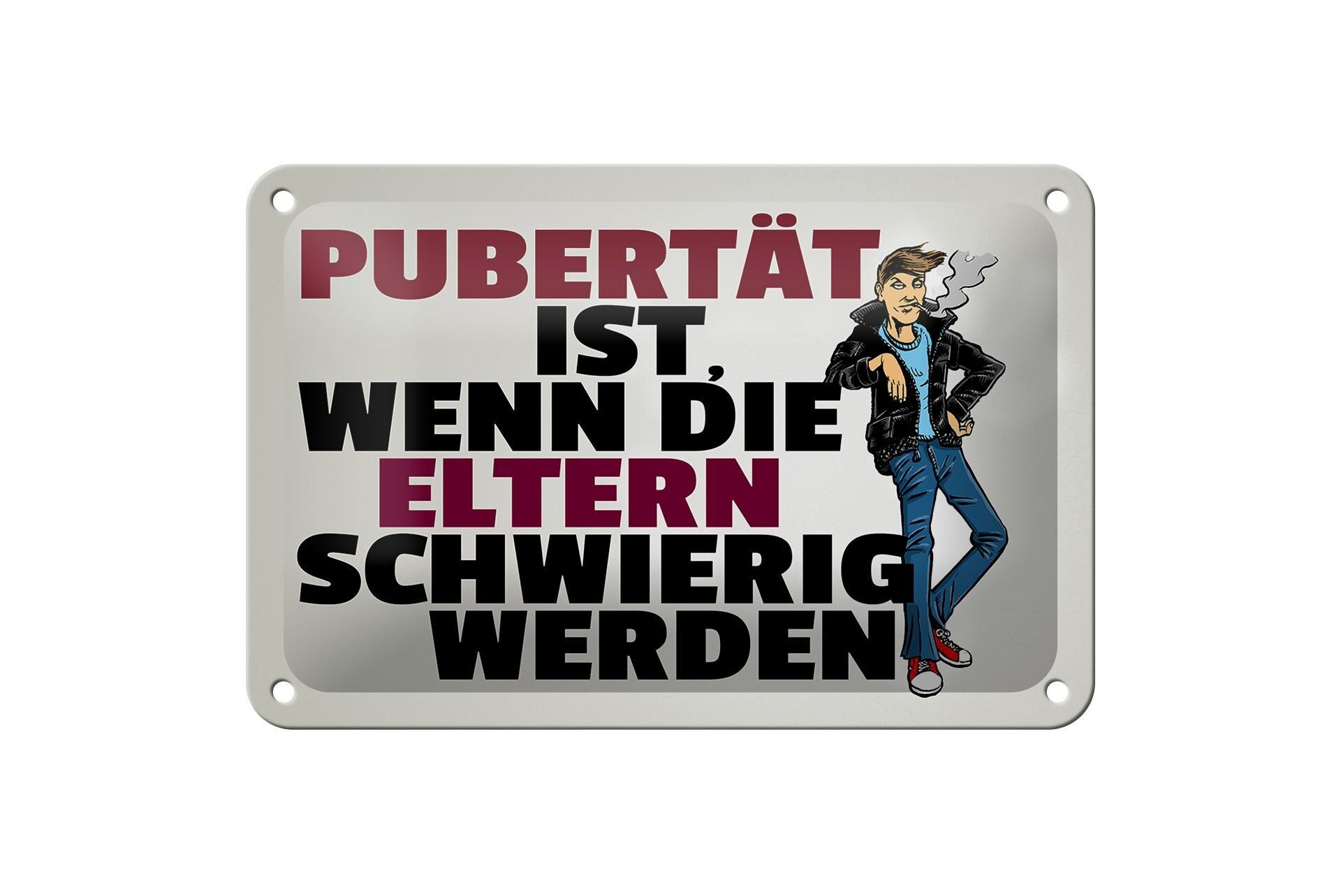 Targa in metallo con scritta 18x12 cm La pubertà dei genitori diventa una decorazione difficile