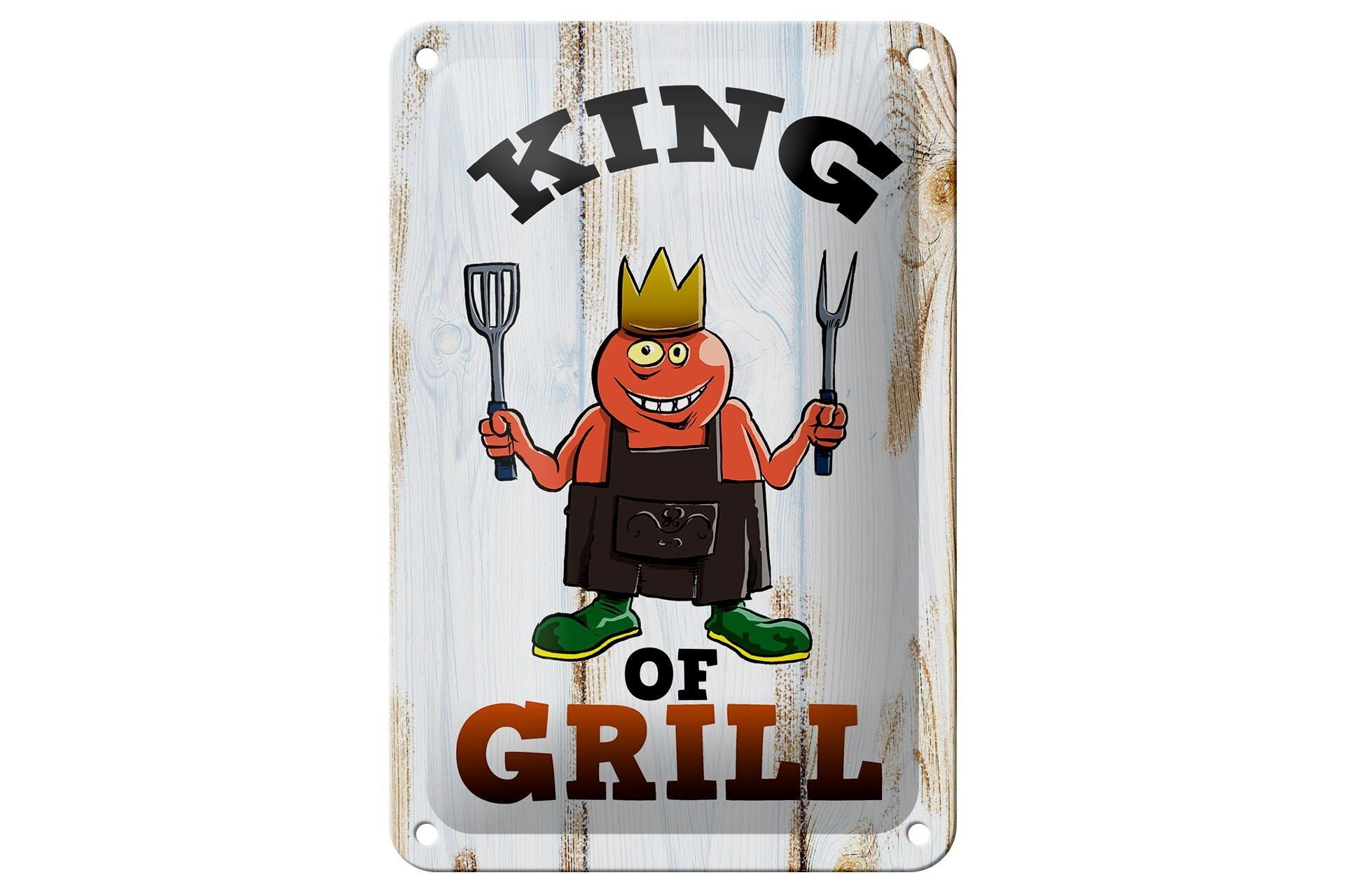 Metal sign notice 12x18cm King of Grill decoration