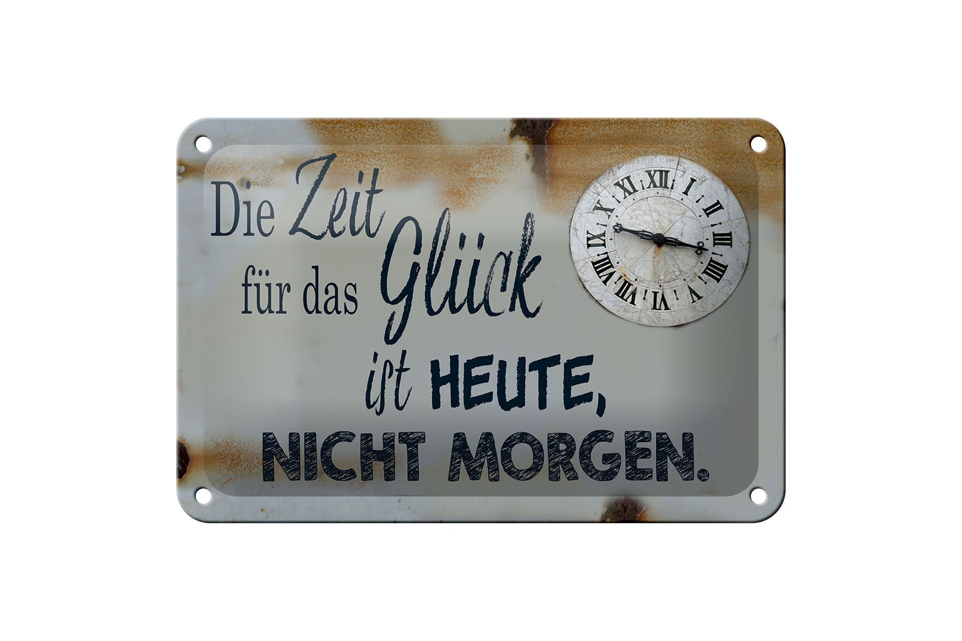 Targa in metallo con scritta 18x12 cm Oggi è tempo di felicità, non di decorazione