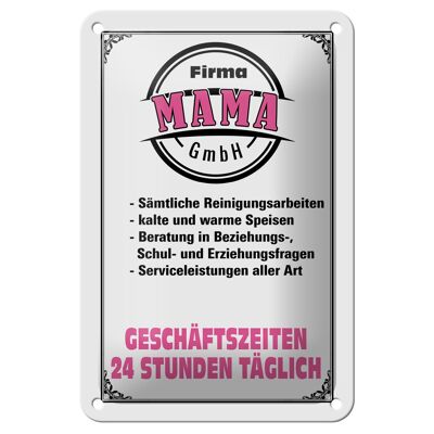 Cartel de chapa con texto 12x18 cm Empresa Mama GmbH Decoración 24 horas