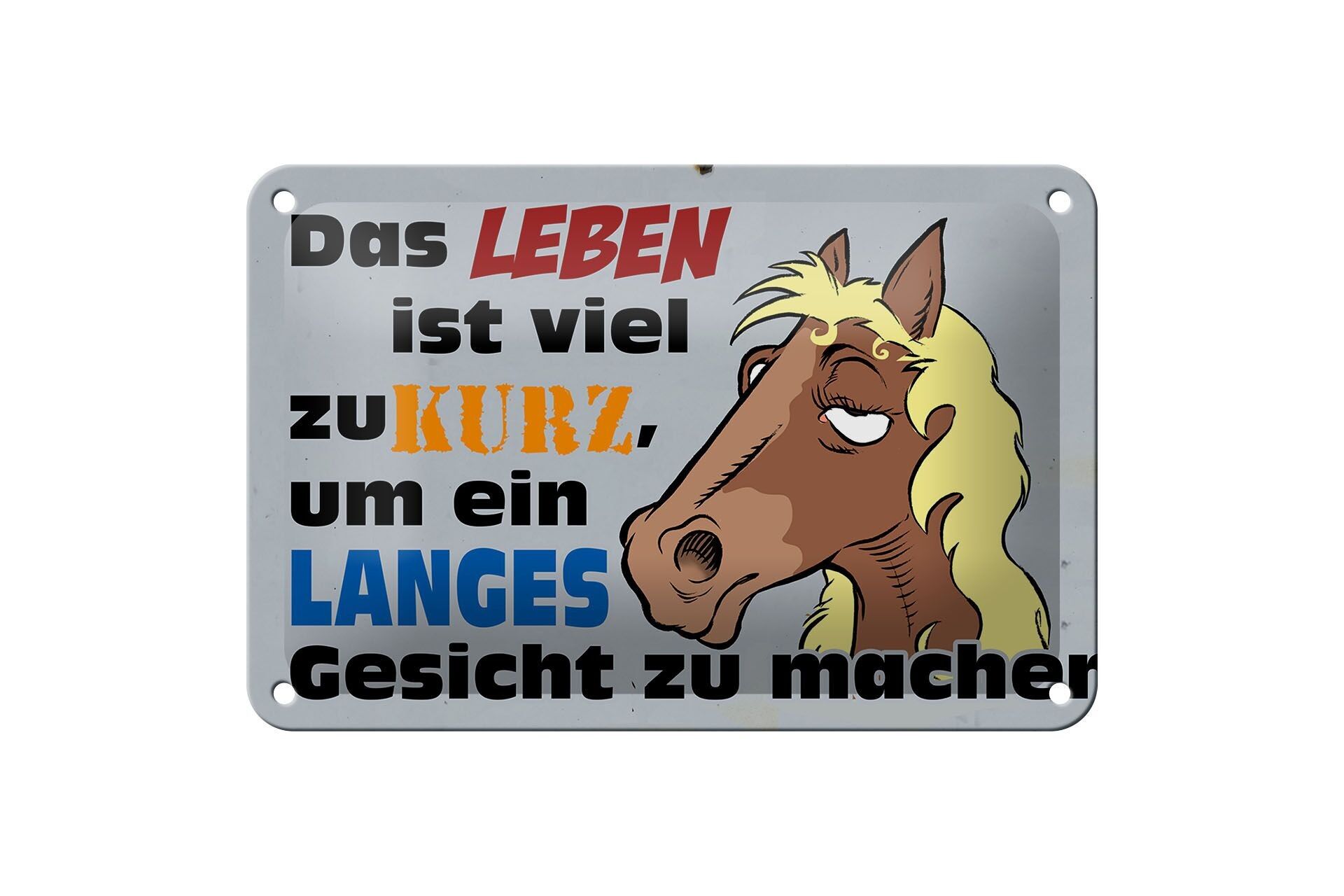 Targa in latta che dice che la vita è troppo breve da 18 x 12 cm per la decorazione del cavallo