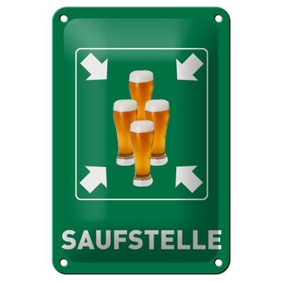 Cartel de chapa alcohol 12x18cm lugar para beber vasos de cerveza decoración de cerveza