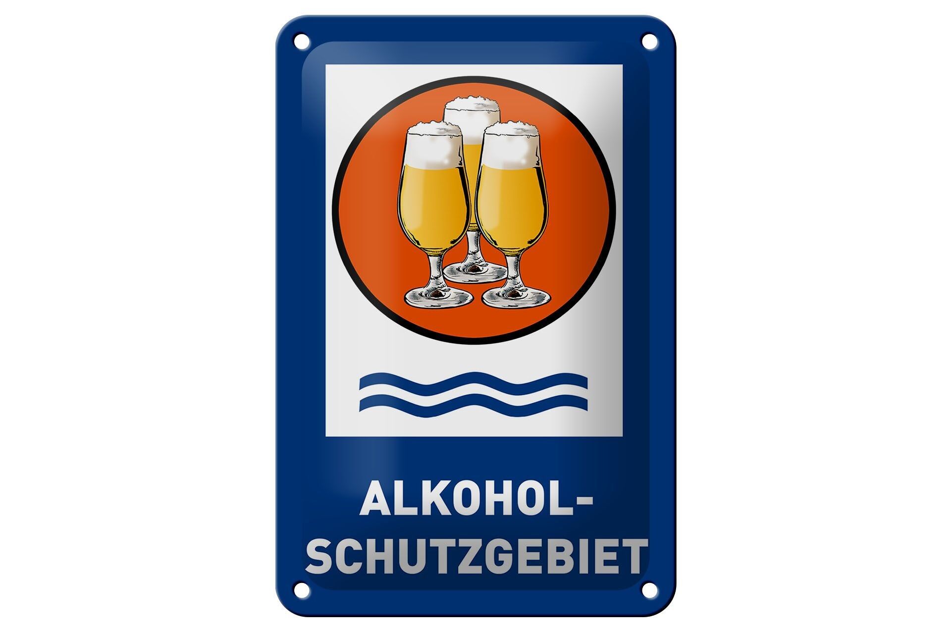 Targa in metallo birra 12x18 cm zona di protezione alcolica decorazione bicchieri da birra