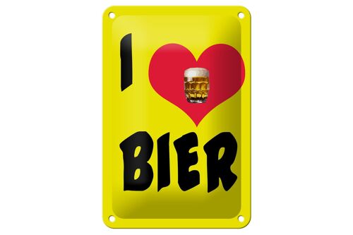 Blechschild Alkohol 12x18cm I love Bier Dekoration