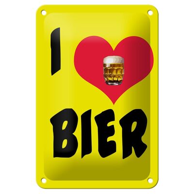 Blechschild Alkohol 12x18cm I love Bier Dekoration