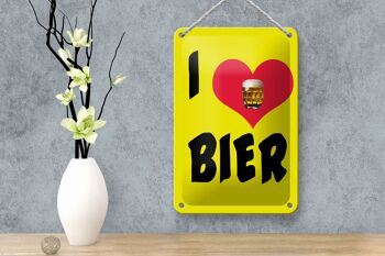 Plaque en étain alcool 12x18cm, décoration I love beer 4