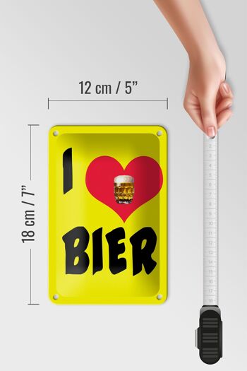 Plaque en étain alcool 12x18cm, décoration I love beer 5