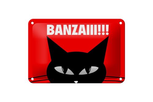 Blechschild Spruch 18x12cm Katze Banzaiii!!! Dekoration