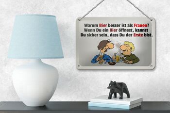 Panneau en étain disant 18x12cm Pourquoi la bière est meilleure que la décoration des femmes 4