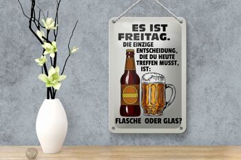 Panneau en étain disant 12x18cm, c'est vendredi, décoration en verre de bouteille de bière 4