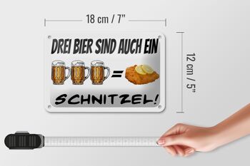 Plaque en tôle alcool 18x12cm 3 bières sont une décoration schnitzel 5