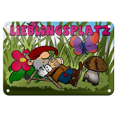 Blechschild Spruch 18x12cm Lieblingsplatz Zwerg im Garten Dekoration