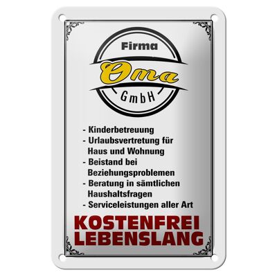 Blechschild Spruch 12x18cm Firma Oma GmbH kostenfrei Dekoration