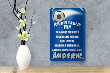 Panneau en étain disant 12x18cm Je suis un fan de football de Berlin, décoration 4