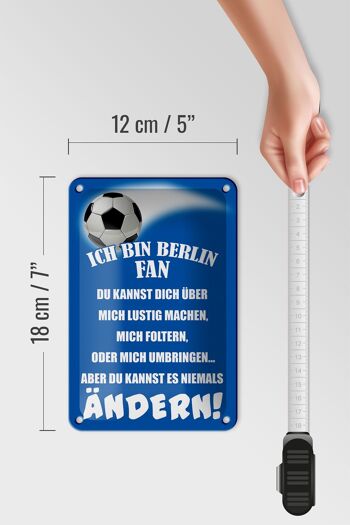 Panneau en étain disant 12x18cm Je suis un fan de football de Berlin, décoration 5