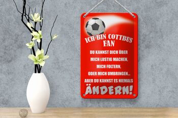 Plaque en étain disant 12x18cm Je suis fan de football de Cottbus, décoration 4
