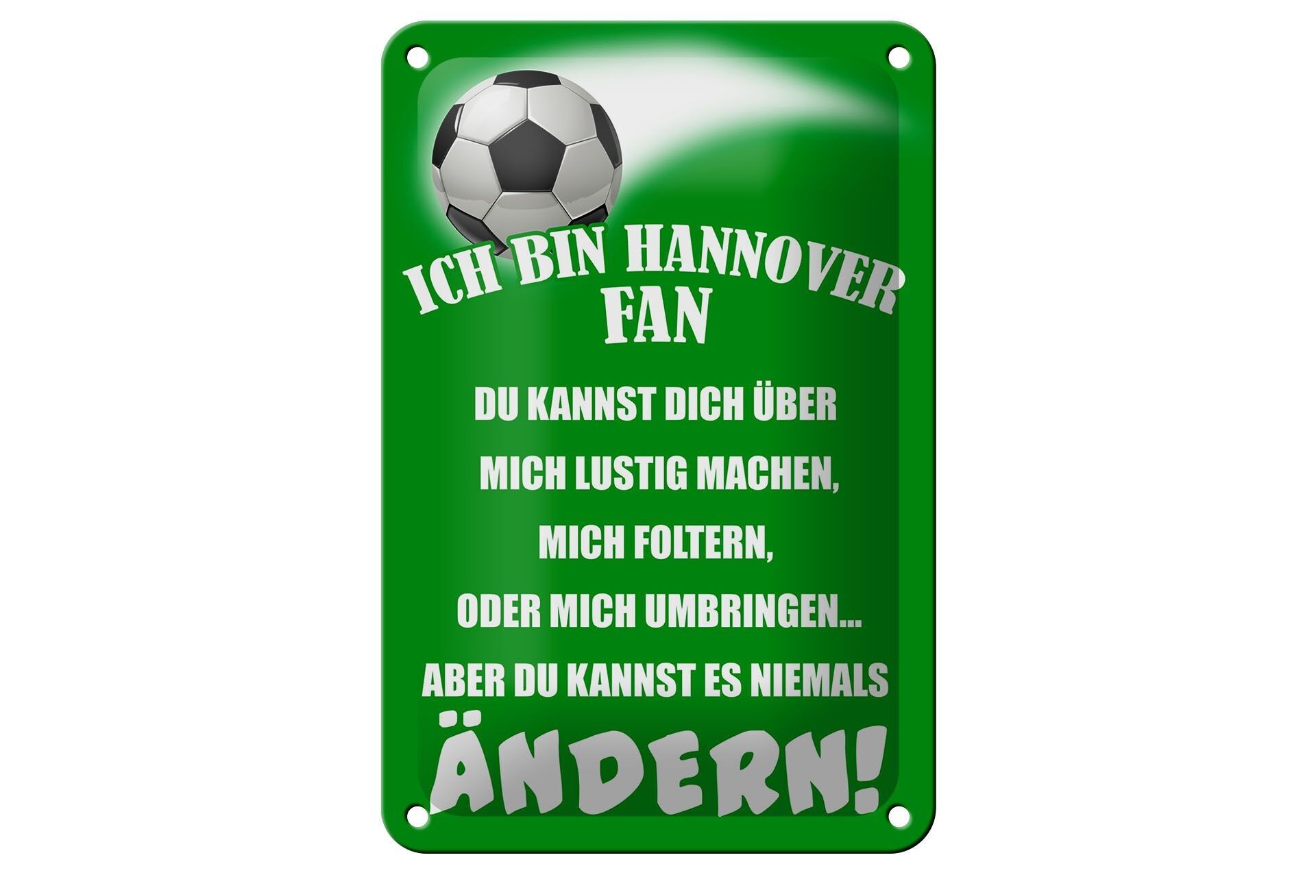 Targa in metallo con scritta "I am Hannover", decorazione calcistica, 12x18 cm