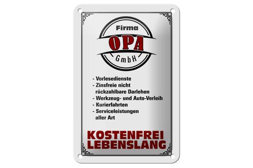 Blechschild Spruch 12x18cm Firma Opa GmbH kostenfrei Dekoration