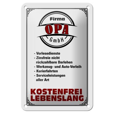 Blechschild Spruch 12x18cm Firma Opa GmbH kostenfrei Dekoration