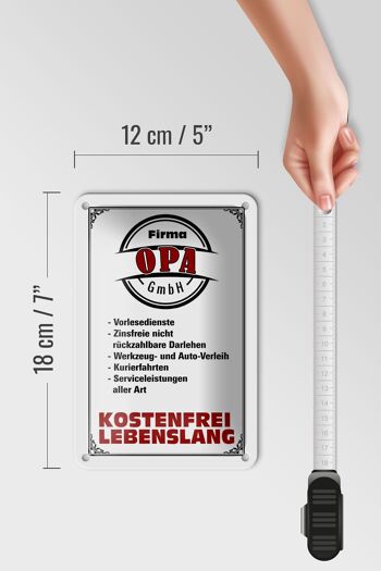 Plaque en tôle indiquant 12x18cm Société Grandpa GmbH Décoration gratuite 5