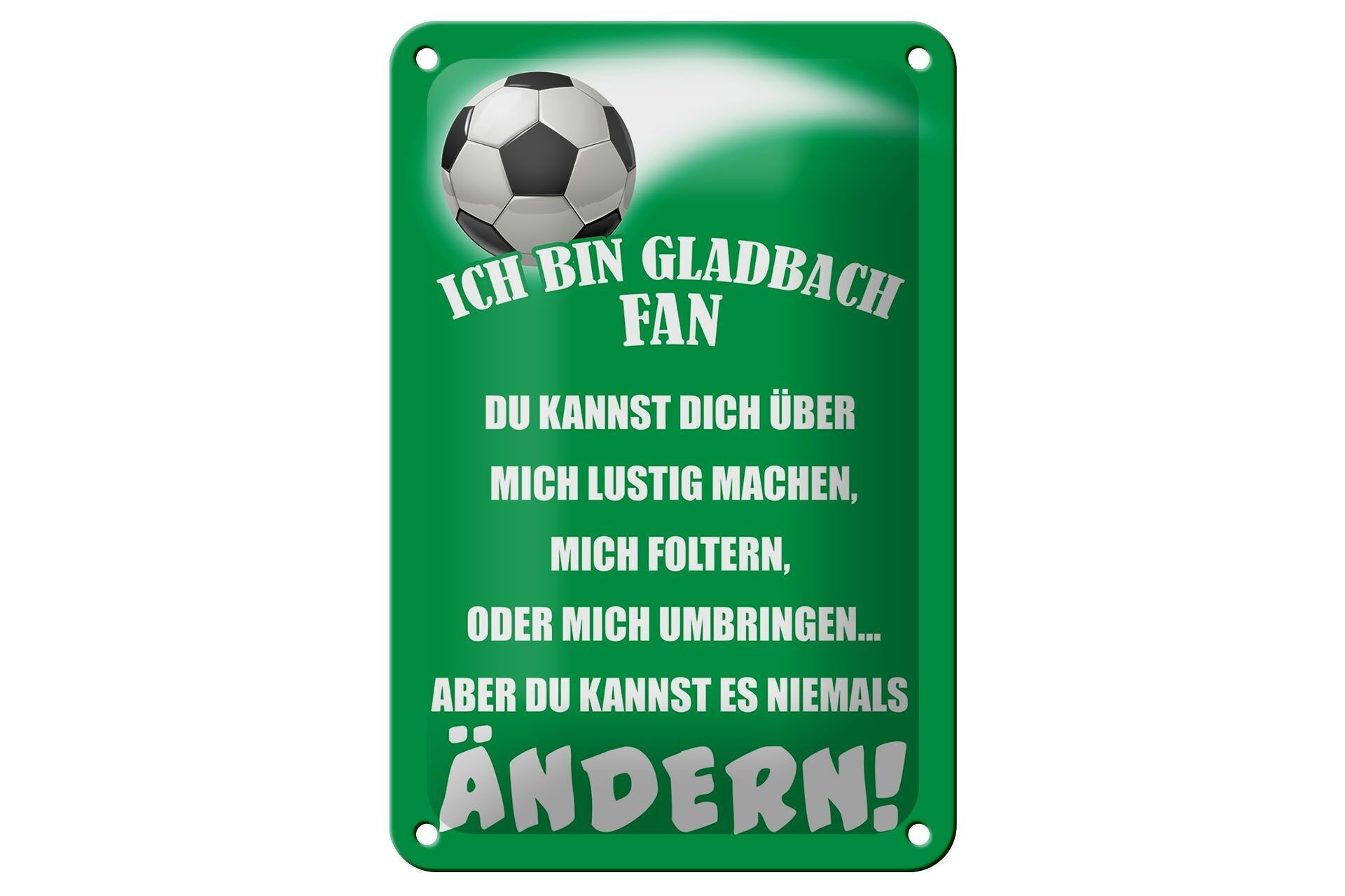 Targa in metallo con scritta "I am Gladbach", decorazione calcistica, 12x18 cm