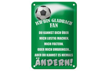 Panneau en étain disant 12x18cm, je suis un fan de football de Gladbach, décoration 1