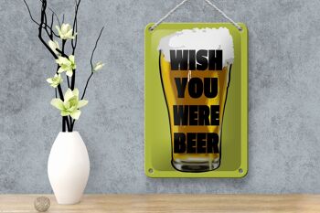 Signe en étain alcool 12x18cm Wish you was beer, décoration de bière 4