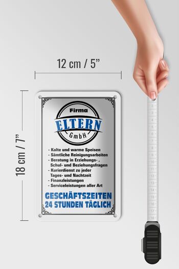 Panneau en tôle indiquant 12x18 cm Company Parents GmbH, décoration 24 heures sur 24 5