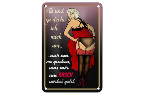 Blechschild Pinup 12x18 m ab und zu drehe ich mich um Arsch Dekoration