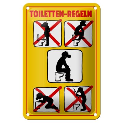 Cartel de chapa aviso 12x18cm decoración reglas del baño