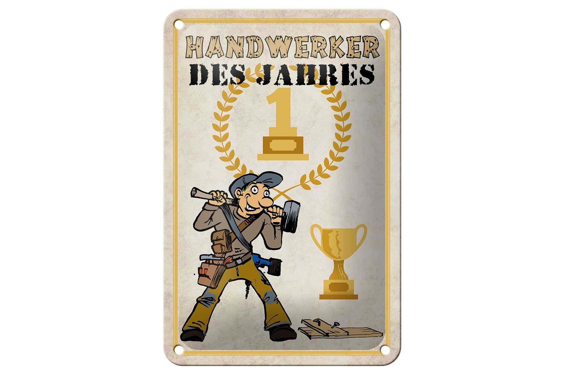 Cartel de chapa que dice 12x18cm Artesano del año Decoración