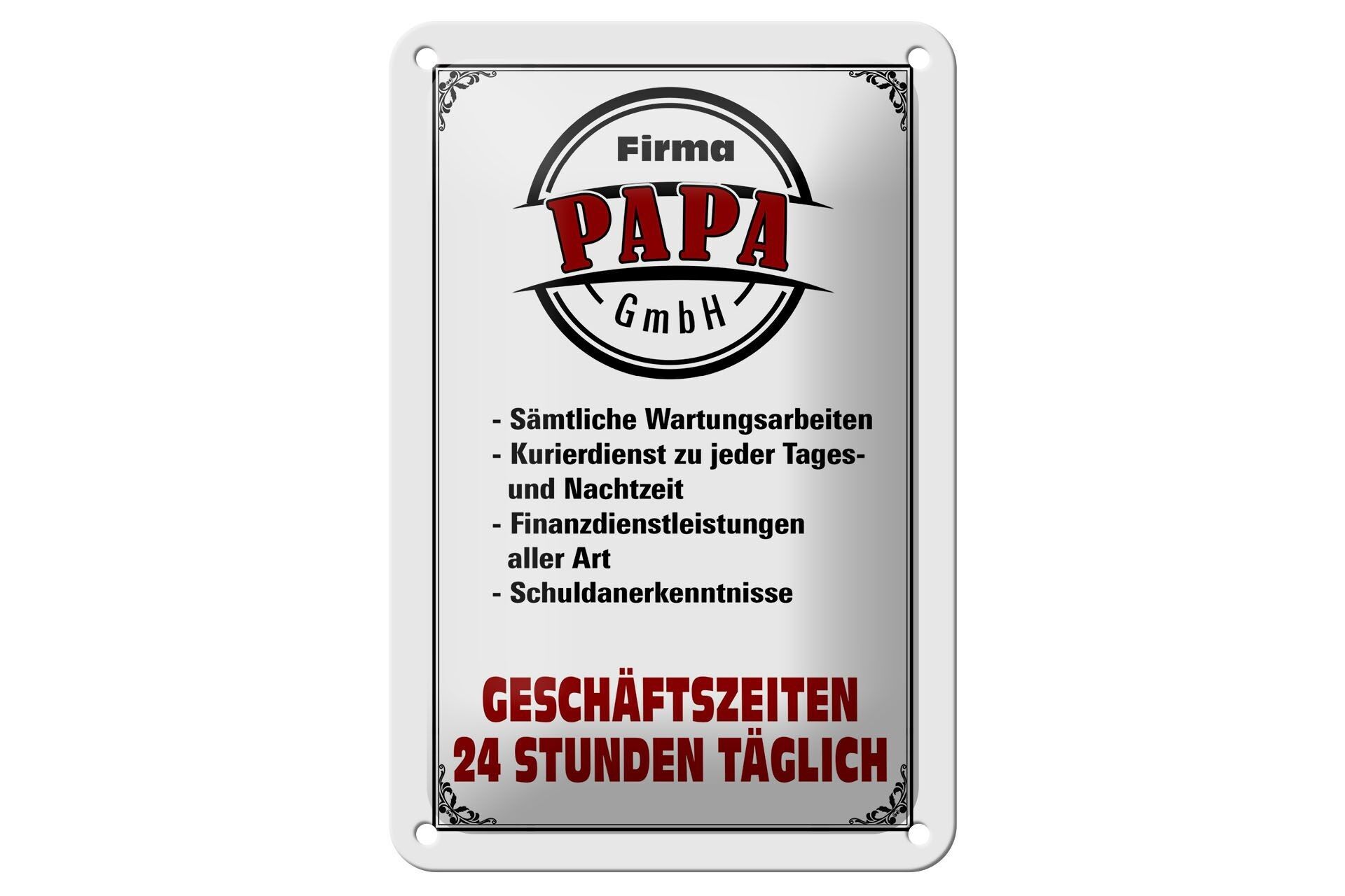Targa in metallo con scritta 12x18 cm Ditta Papa GmbH Decorazione 24 ore su 24