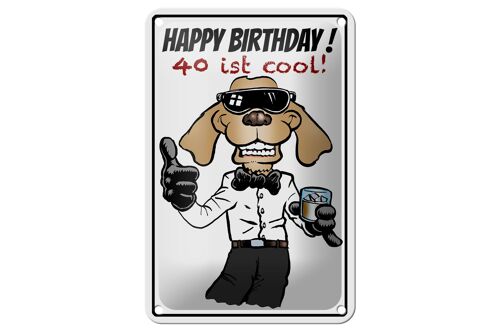 Blechschild Spruch 12x18cm Happy Birthday 40 is cool Dekoration