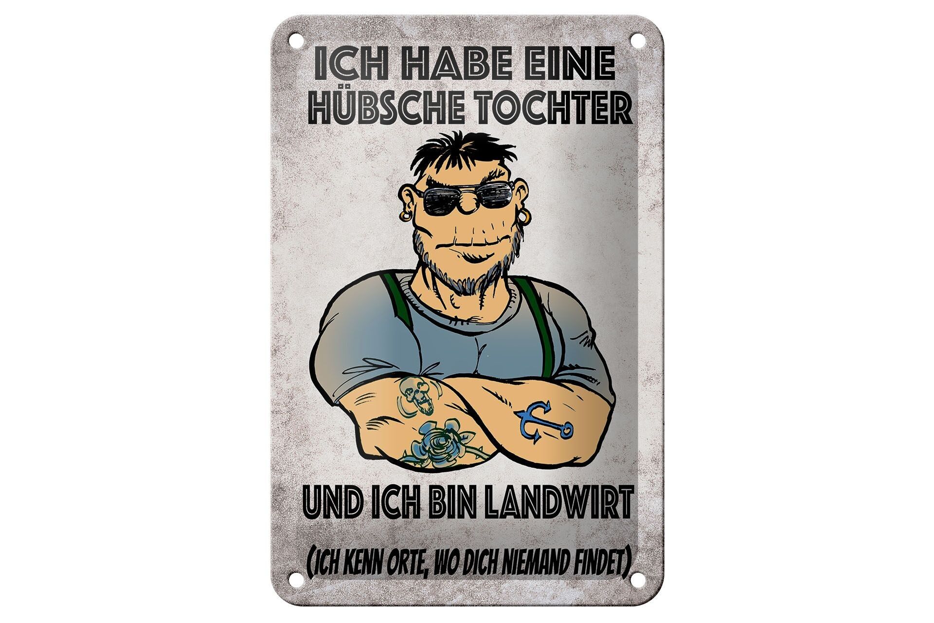 Tin sign saying 12x18cm I have a pretty daughter decoration