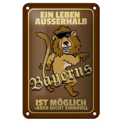 Targa in metallo con scritta 12x18 cm vita fuori Baviera, decorazione leone