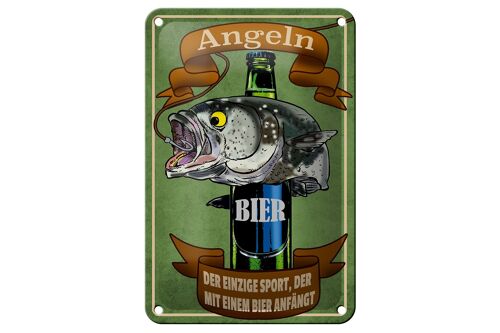 Blechschild Spruch 12x18cm Angeln Bier der einzige Sport Dekoration